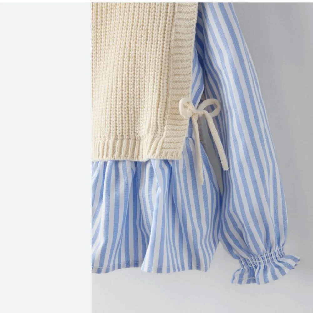 Zara Combined‎ Vest With Striped Shirt